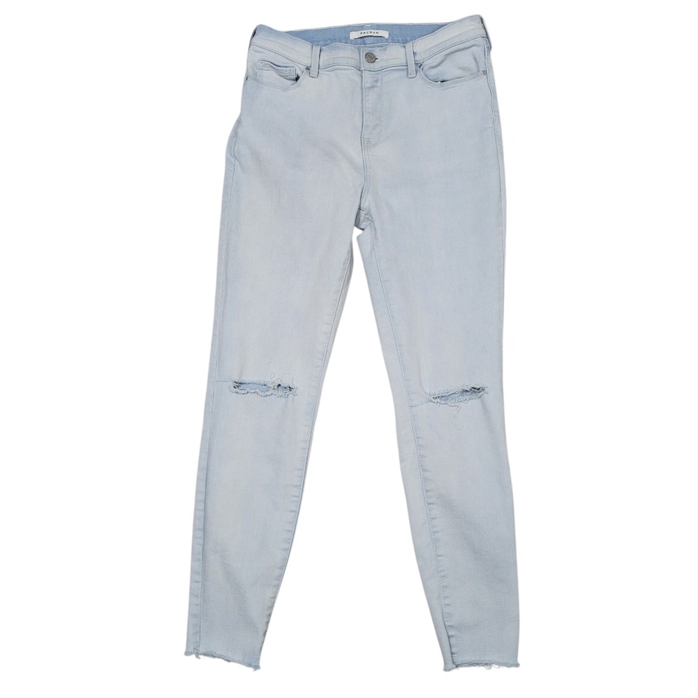 Pacsun High Rise Jegging Women's Light Wash Distressed Ripped Raw Hem Size 28